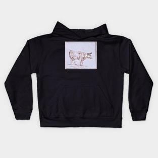 drawing of a grazing cow Kids Hoodie